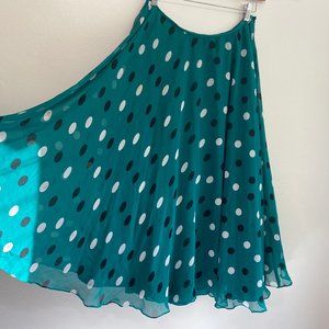 VINTAGE Green Polka Dot Flare Skirt